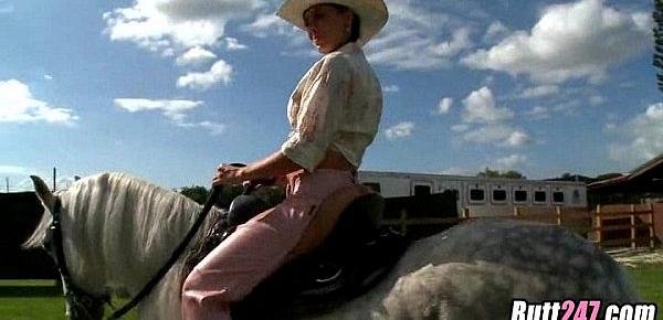  Rachel sits her horse ass on a horse